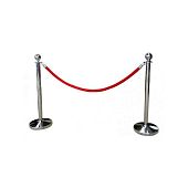 Ленточное ограждение столбик серебряная стойка с канатом тросом шаром 1,5 метра